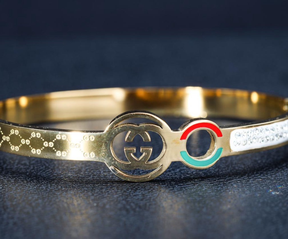 Bracelete Gucci Cravejado Dourado | Feminino